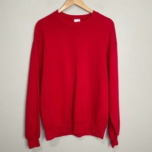 Vintage Jerzees Blank Long Sleeve Crew Neck Made in USA Red L